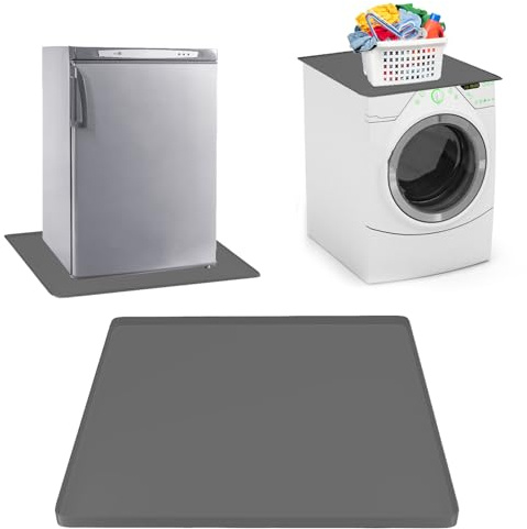 LANZLC Fridge Mat, 60 x 60 cm, Silicone Fridge Mats with Raised Edge, Floor Mat, Fridge Drip Tray, Reusable Floor Protection, Freezer Mat for Washing Machine, Wine Cabinet, Grey