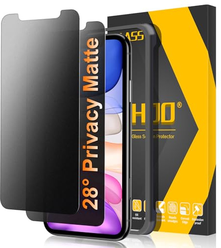 JEHOO 2 Pack for iPhone 11/iPhone XR Matte Privacy Screen Protector, 28°Anti-Spy, Anti-Glare, Anti-Reflection, Anti-Fingerprint, Smooth as Silk 9H Tempered Glass Film for Gaming Enthusiasts, 6.1 Inch