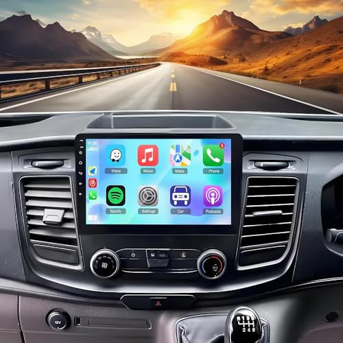 PLKEQS 4G+64G Android 15 Upgrade Car Radio for F-ord Transit Custom 2018-2022 10 Inch HD Touchscreen 2 Din Car Stereo Receiver with Carplay GPS Navi Wifi BT SWC Camera,K5 Pro Plus