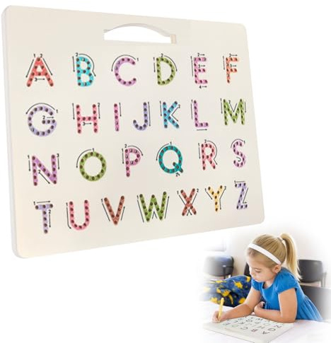 Magnetische Tafel zum Schreiben Lernen, Magnetbuchstaben Set mit Stift & Perlen, Doppelseitige Zeichentafel für Kinder ab 3 Jahren, Lernspielzeug für Vorschule, Reisen & Geschenk