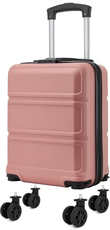 KONO Handgepäck Koffer mit abnehmbaren Rollen, 40x30x20 cm ohne Rollen, Leichter Kabinen-Koffer klein aus ABS+PC für Ryanair, EasyJet & Eurowings (Rosegold)