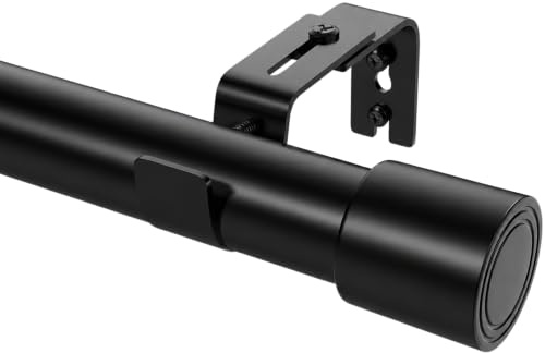 Gardinenstange Schwarz Vorhangstange Verstellbar Gardinenstangen mit Halterungen Curtain Rod für kleine Fenster, Badezimmer, Küche, 84-150 cm