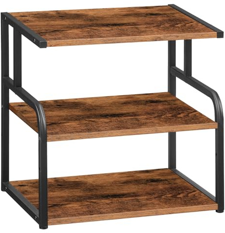 HOOBRO Druckerständer, 3-stufiger Druckertisch, Mehrzweck-Schreibtisch-Organizer, Druckerschrank, mit verstellbarem Regal, für Büro, Küche, Wohnzimmer, Vintagebraun und Schwarz EBF06PS01