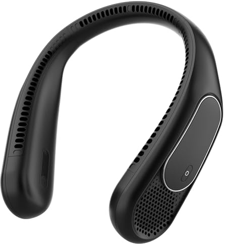 Dnenellr Portable Neck Fan, 6000mAh Bladeless Personal Fan (Black) | 4 Speeds Rechargeable USB Cooling Fans, Gifts for Men, Women, Indoor & Outdoor Use, Perfect for Travel, Sports and Work