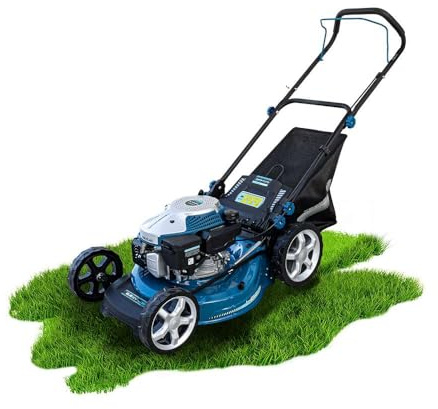 Cecotec Rasaerba a Scoppio Motore 144 cc Terrenator 3200.46 Pro Total Z | Larghezza Taglio 46 cm, Scocca in Acciaio, Regolazione dell'Altezza Sistema Z-Tech, 4 in 1 con Mulching, Ruote Posteriori XL