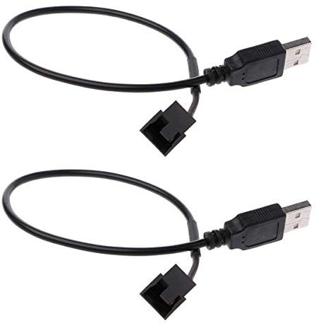 OPSFALCON 2 Pack USB to 3-Pin / 4-Pin PWM 5V Sleeved Fan Power Adapter Cable, Case Fan Connector (3 Pin / 4 Pin)