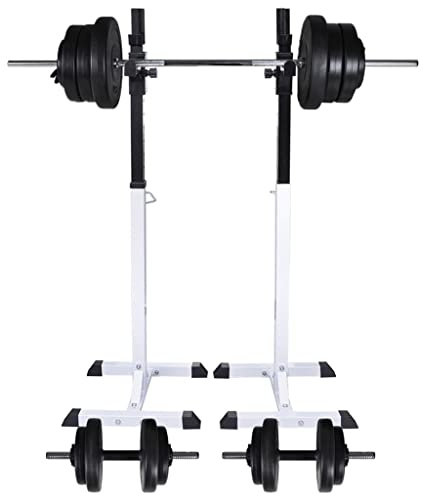 vidaXL Kniebeugen-/Langhantelständer mit Hantel-Set 60,5 kg