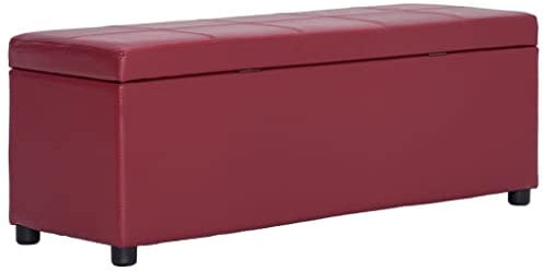 vidaXL Bank mit Staufach Sitzbank Sitzhocker Sitztruhe Flurbank Truhenbank Aufbewahrungsbox Truhe Spielzeugkiste Polsterbank 116cm Weinrot Kunstleder