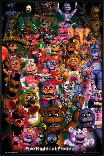 Close Up Five Nights at FreddyÉs Poster Ultimate Group (93x62 cm) gerahmt in: Rahmen schwarz