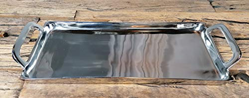 MichaelNoll Plateau de service en aluminium argenté poli de luxe - Plateau de service en métal - Plateau argenté - 46 cm