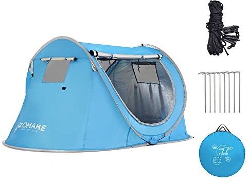 Easy Pop Up Tent 2 Person Waterproof Automatic Throw Instant Flip Pop Tent for Camping,by ZOAMKE(Light Blue)