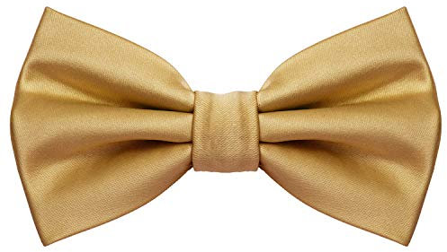 MASADA Herren Fliege Messing Seidenlook, stufenlos verstellbar, handgefertigt, Hakenverschluss - 12 x 6 cm 100% Polyester