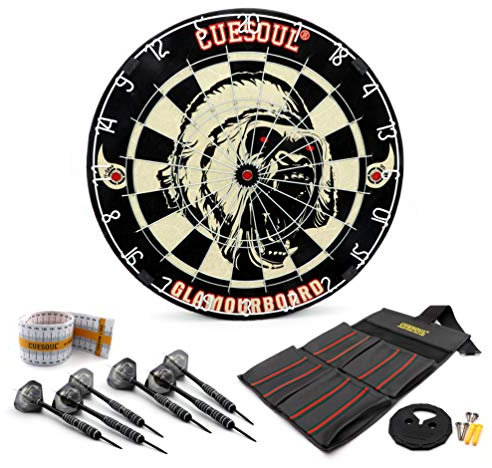 CUESOUL GLAMOURBOARD TRI-Eyes Dartscheiben-Set mit Sisalborsten und extra Stahlspitze, 6 Stück, ohne Dartscheiben-Umrandung