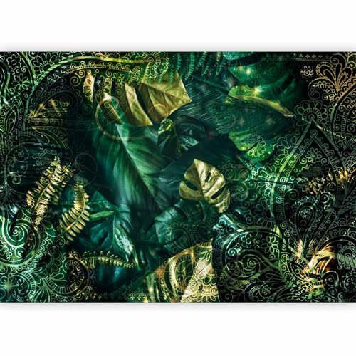 murando - Papier peint panoramique nature 400x280 cm - Revêtement mural décoration pour chambre salon cuisine - Design unique et moderne - Vert beige - Jungle feuilles plantes nature b-C-0880-a-a