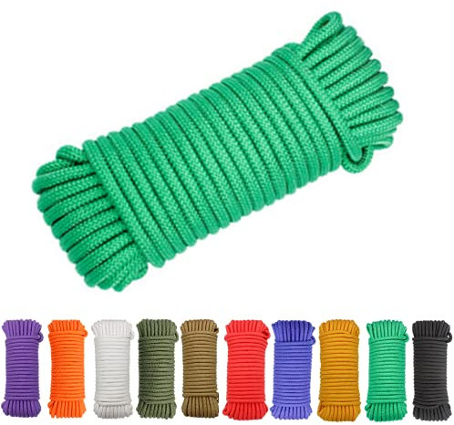 Avtytsda Nylon Rope Flag Pole Polypropylene Clothes Line Camping Utility Good for Tie Pull Swing Climb Knot All Purpose Flagline Rope 8mm x 20m (Green)