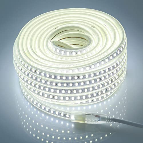 pcning Strisce LED 220V 15 Metri IP67 Striscia Impermeabile 5730 120 led/m Bianco Freddo 6000K Strip LED 15M