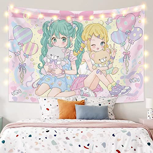 Japanisches Anime-Mädchen-Wandteppich, Kawaii-Ästhetik, 3D-Druck, Kunst, Anime-Wandbehang, für Wohnzimmer, Schlafzimmer, Schlafsaal, Dekor (60 x 50 x W, R06)