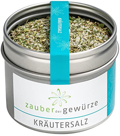 Zauber der Gewürze Kräutersalz - leckere Mischung aus Salz und Kräutern als Allrounder für Gemüse, Salate, Suppen oder Eintöpfe, Spitzen-Qualität in wiederverschließbarer Aroma-Dose, 70 g