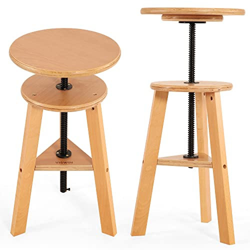 VISWIN 48-65cm Höhenverstellbarer Hocker aus Holz, Buchenholz, Künstlerhocker für Zeichentisch, Malhocker für Künstler, Erwachsene, Holzstuhl für Bar, Küche, Heimgebrauch, Büro, Studio