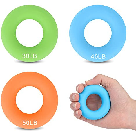 CORTNEY 3 Piezas Fortalecedor de Agarre de Mano, Ejercitador de Antebrazo, Anillos de Silicona Ejercitar los Dedos, Ejercitador de Dedos Para Entrenamiento Muscular, Alivio del Estrés