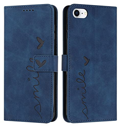 VEEMOS Klapphülle für iPhone 8 / iPhone 7 / iPhone SE 2020 2022 Hülle Klappbar Handyhülle mit Kartenfach Ständer Schutzhülle Handy Tasche Leder Flip Book Case Cover Handytasche - Blau