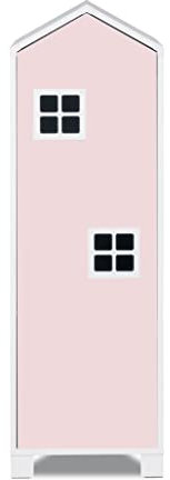 KONSIMO MIRUM Kinderzimmer Möbel 40x126x45cm - Kindermöbel - Kleiderschrank - Pink Schrank für Kinderzimmer - Hausförmiges Möbelstück - Bücherregal für Mädchen und Jungen