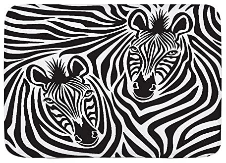 Badvorleger Zebra-Wildes Tier-Safari-Paar Zebras Schwarz-Weiße Streifen 40X60Cm Badematten Waschbar Rutschhemmender Küchenmatten Für Eingang Küche