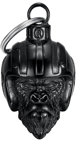 MOCY BELL - Clochette Moto Monkey Biker Porte-Bonheur MOCY BELL Acier Inoxydable Noir
