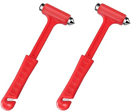 duoyif Martillos De Emergencia para Coche, Martillos De Seguridad Coche, Martillo De Rompe Cristales, Cortador De Cinturón De Seguridad, Martillo Rompecristales con Cortador para Auto Autobús 2Pcs