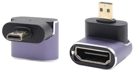 RIIEYOCA 90 Grad nach oben Winkel UHD 8K Micro HDMI zu HDMI Adapter,Standard 48Gbps High Speed 2.1 Extender Micro HDMI Stecker zu HDMI Buchse Unterstützung 8K@60Hz,4K@120Hz (UP)