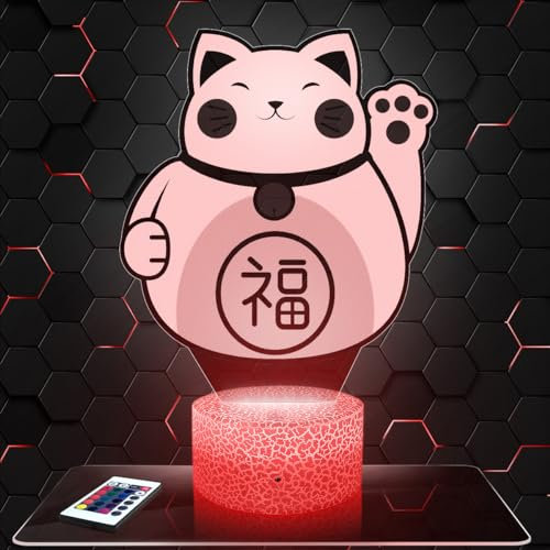 Nachttischlampe Katze Glücksbringer China deko China. Geschenkidee Mann Frau objekt Katze Glücksbringer China Nachtlicht Erwachsene deko Zimmer.