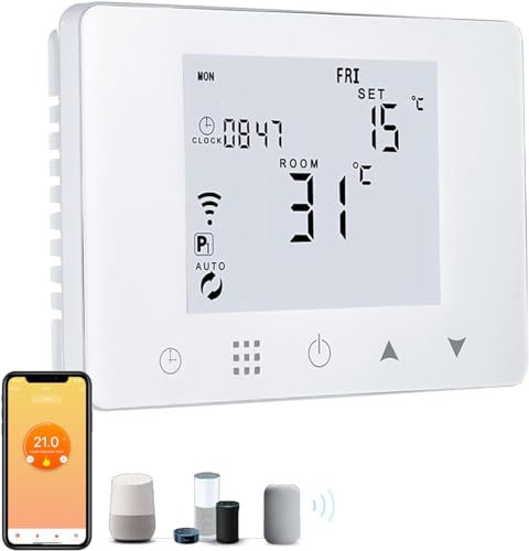 Cronotermostato Termostato WiFi per caldaia gas/acqua, Termostato Smart da Parete Intelligente compatibile con Alexa e Google, Funzione Programmabile