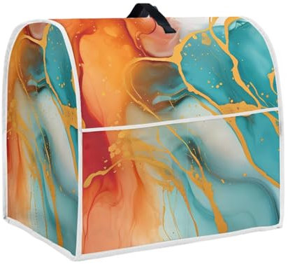 TOADDMOS Blue Orange Marble Print Stand Mixer Cover,Dust Cover for Kitchen Mixers Compatible with 4.5-5 Quarts