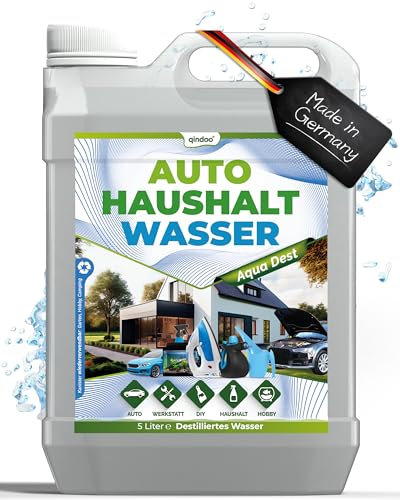 Qindoo 5L Destilliertes Wasser Auto Haushalt DIY - Aqua Dest, 5 Ltr. Kanister (5 Liter)