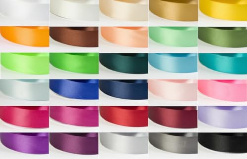 Jajasio 30 Rollen Satinband Geschenkband 30 Farben Satin Schleifenband Dekoband 50mm Breit 27,4m Lang Satinbänder Bunt Stoffband Seidenband Stoff Bänder Zum Basteln und Geschenk Party Hochzeit