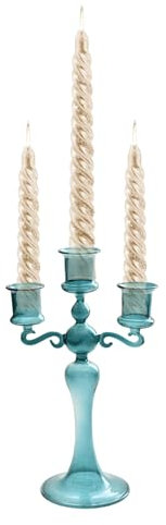 Chandelier en Verre à 3 Bras – Élé bougeoir en Verre Transparent avec 3 Branches, Centre de Table pour fête à thème, décoration de Salle à Manger, Anniversaire, Vacances Teksome