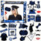 2025 Laurea Decorazioni Festa, LMSHOWOWO 21 pz Foto Props Laurea, Blu Cornice Gonfiabile per Selfie Laurea, Photo Booth Laurea Accessori, Puntelli per Foto di Laurea, Divertenti Laurea Gadget