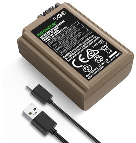 NEEWER Batterie de Remplacement 1030mAh NP-FW50 avec Charge Rapide en 2,3 Heures Via Le Câble USB-C de Type, Compatible avec Sony ZV-E10 A6000 A6100 A6300 A6400 A6500 A7 A7 II A7R A7R II A7S A7S II
