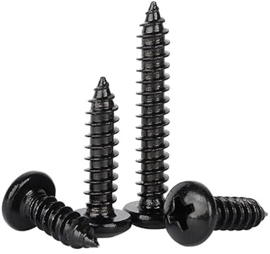 ORANXIN M4 x 35mm 20 Pcs Tête ronde Vis à bois Acier inoxydable 304 Plaqué zinc noir Vis autotaraudeuses Tête Pan Cruciformes Queue Pointue