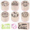 BETESSIN 7Pcs Stempel Holz Ostern Holzstempel Frohe Ostern Stempelset zum Karten Basteln Sprüche Rund Motivstempel Osterhasen Ostereier für Kartenherstellung Scrapbooking Bullet Journal