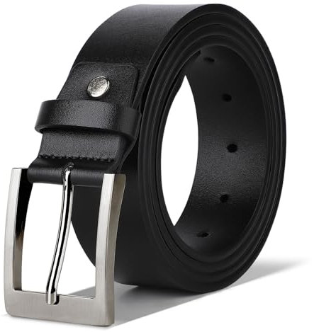 TANGCHAO Gürtel Herren LederGürtel Herren Klassische Dornschließe 38mm Breit Herren Gürtel für Damen und Herren Schwarz 115CM