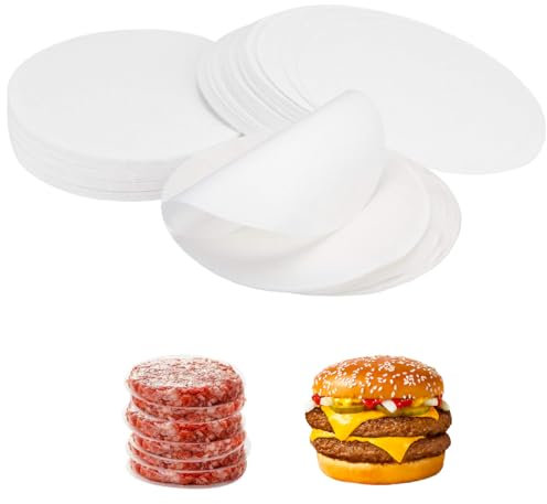 WWYSSZ 500 Pièces Disques à Burger 11 cm Feuilles de Papier Sulfurisé Antiadhésive pour Presse à Steak Haché Antiadhésif, pour Feuille de Cire Hamburgers Galettes de Hamburger Cheeseburgers Poêle