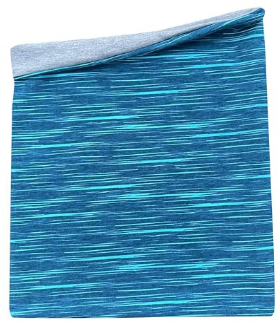 Wollhuhn Kinder Long Loop MAXI Halswärmer/Schlupf-Schal Extra Lang Jungen/Mädchen Viele Motive 20240201 (Baumwolljersey, Lines Petrol/Türkis)