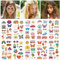 HOWAF 10 Blätter Hippie Tattoos Autoaufkleber Blumen Aufkleber Hippie Tattoo Gesicht Temporäre Tattoos Erwachsene Kinder Flower Power Retro Fake Tattoos Stickers für Hippie Accessoires Hippie Deko