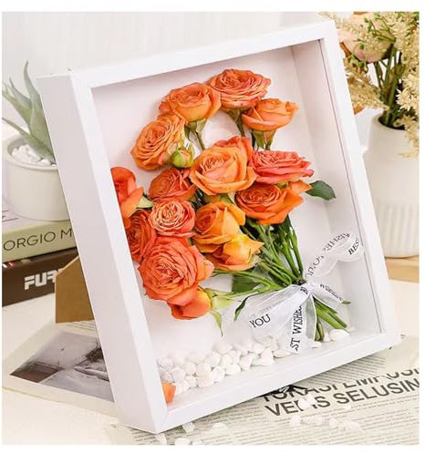 3D Bilderrahmen 20x25x3cm Tiefer Rahmen für Objekte bis 3cm-Objektrahmen zum Befüllen Quadratische Form, 3D bilderrahmen für Objekte Fotos Kunstwerke Erinnerungen Blumen (weiß)