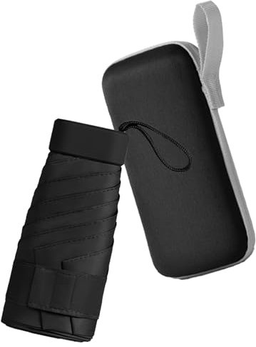 OXNSHEJW Mini Folding Travel Umbrella, Windproof Strong, UV Protection, 6 Ribs, Pocket Umbrella with Capsule Case for Women, Men, Girls