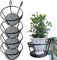 LIKEUDO 4 Stück schwarze Balkongeländer Blumentopf Hängende Halter Gartenzaun Pflanzkorb Unterstützung Eisen Outdoor Pflanzgefäße Halter