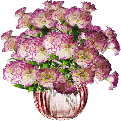 astylishome Faux Flowers that Look Real Artificial Carnations Flower with Beauty of Nature 40 Bundles Realistic Bouquet for Home Office Table Decoration Gift Purple 0409