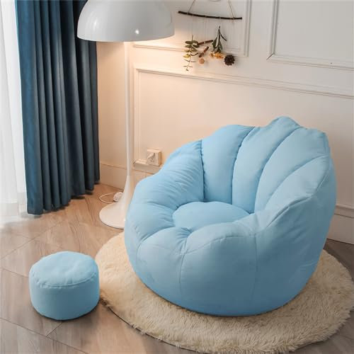 Highdi Kids Bean Bag Chair Without Filling, Flowers Petal Gaming Beanbag Chair Cover for Indoor Outdoor Bedroom Highback Lazy Sofa Soft Toy Storage Bean Bag Seat (Aldult- 80x70cm,Blue)
