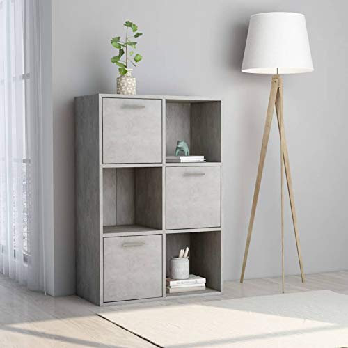 JUDYY Lagerschrank, Flurschrank, Putzschrank, Besenschrank, Aktenschrank, Schrank Schmal, Aufbewahrungsschrank, Vorratsschrank, Betongrau 60x29,5x90 cm Holzwerkstoff